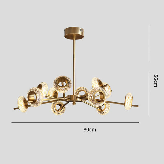 Modern Gold Sputnik Chandelier with Copper and Glass Accents