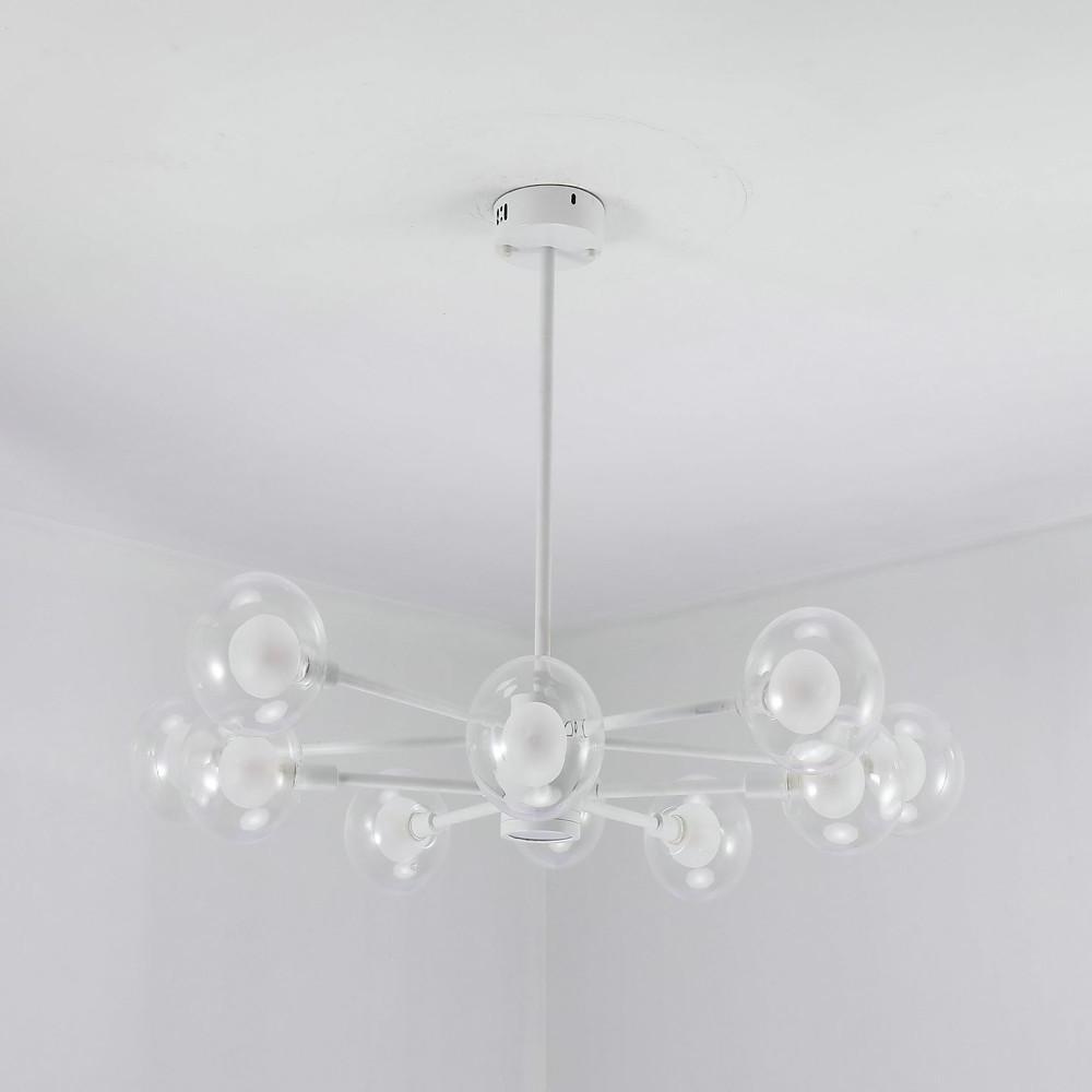 10-Light Glass LED White Contemporary Chandelier Pendant Light