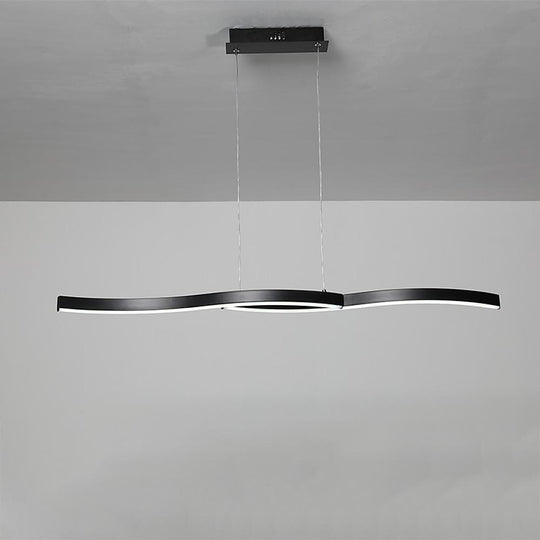 Dual Wave Metal &amp; PVC Island Dining Chandelier – 2-Light LED