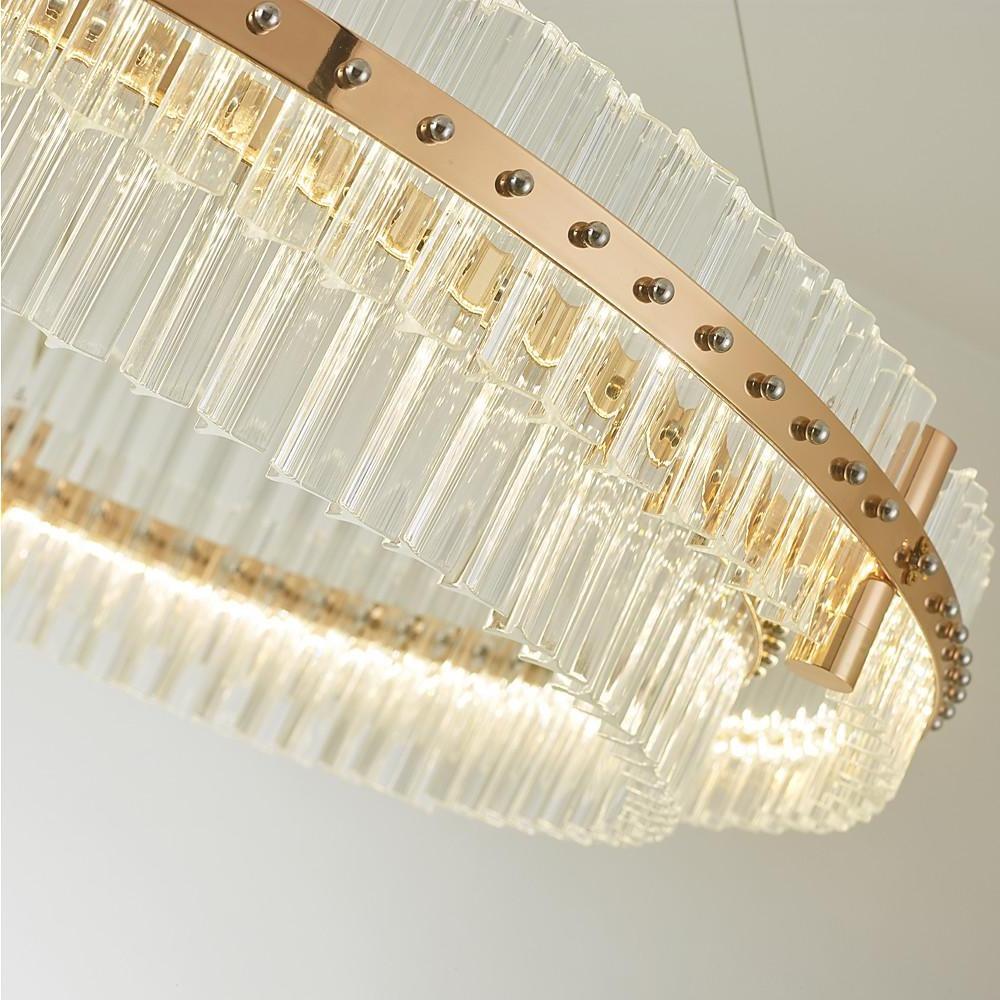 Modern Luxury Round Crystal LED Chandelier – Gold Finish, Single Tier