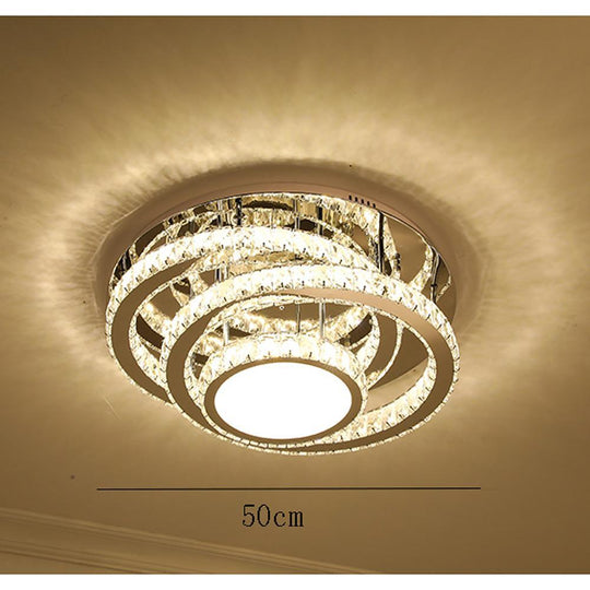 Gradated Flush Mount Ceiling Light – Industrial Acrylic &amp; Stainless Steel LED