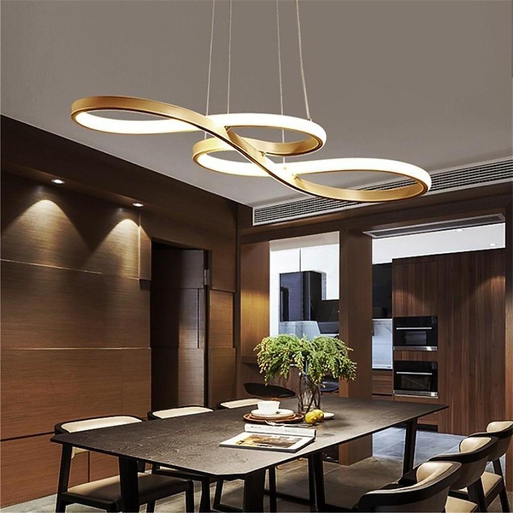 Geometric Wave Semi-Flush Chandelier – Metal &amp; Silica Gel