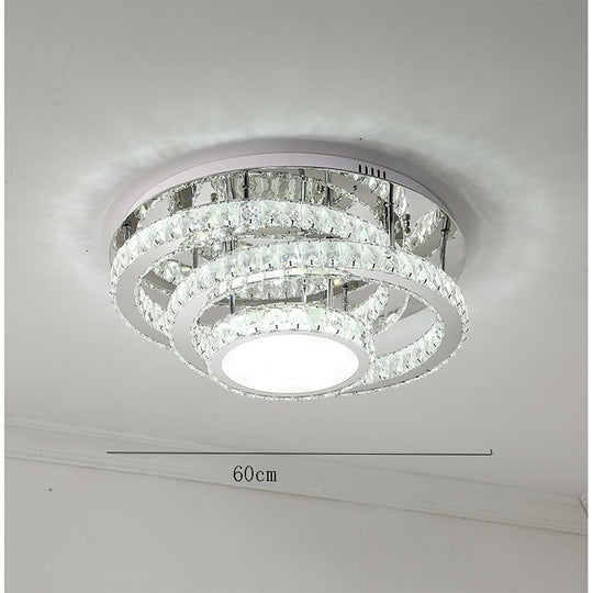 Gradated Flush Mount Ceiling Light – Industrial Acrylic &amp; Stainless Steel LED