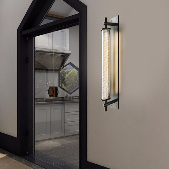 Industrial Black Stainless Steel Long Metallic Tube Wall Light – 19.7&