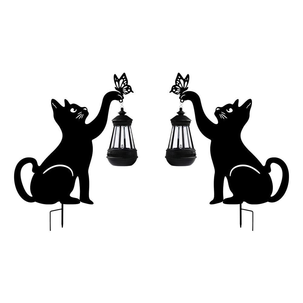 Iron Silhouette Cat Waterproof Intelligent LED Black Hanging Solar Lights