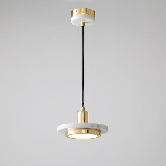 Double Circle Pendant Lighting Classic Metal Marble Ceiling Light