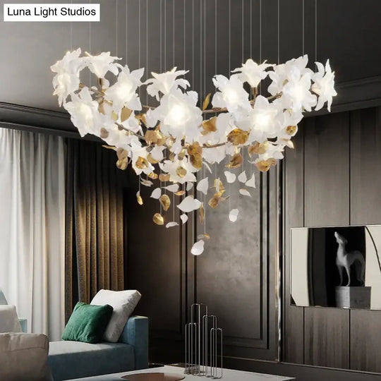 Glass Flower Chandelier – Luxury Staircase &amp; Lobby Lighting