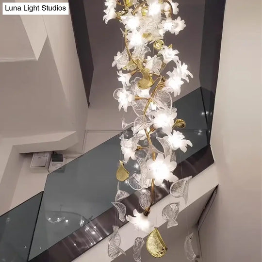 Glass Flower Chandelier – Luxury Staircase &amp; Lobby Lighting
