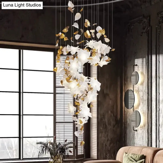 Glass Flower Chandelier – Luxury Staircase &amp; Lobby Lighting