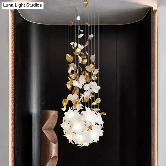 Glass Flower Chandelier – Luxury Staircase &amp; Lobby Lighting