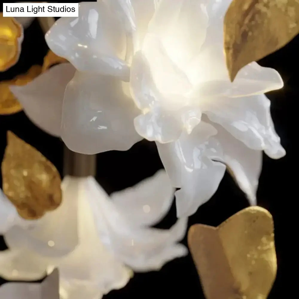 Glass Flower Chandelier – Luxury Staircase &amp; Lobby Lighting