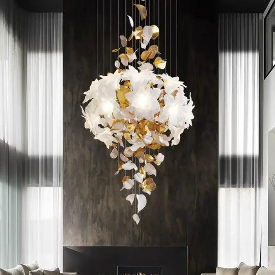 Glass Flower Chandelier – Luxury Staircase &amp; Lobby Lighting