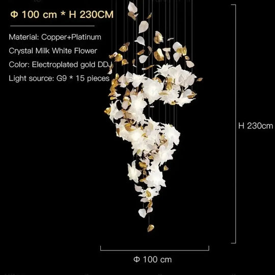 Glass Flower Chandelier – Luxury Staircase &amp; Lobby Lighting