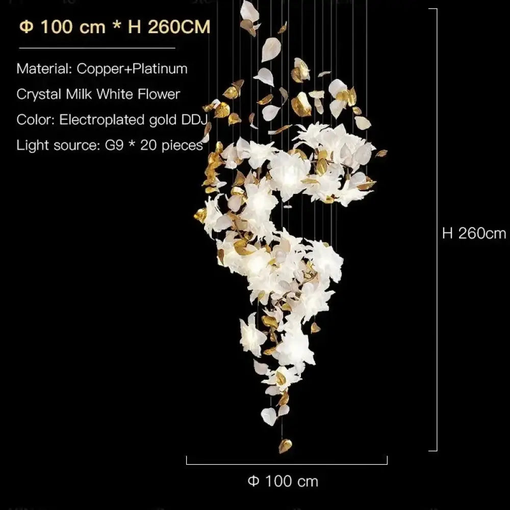 Glass Flower Chandelier – Luxury Staircase &amp; Lobby Lighting