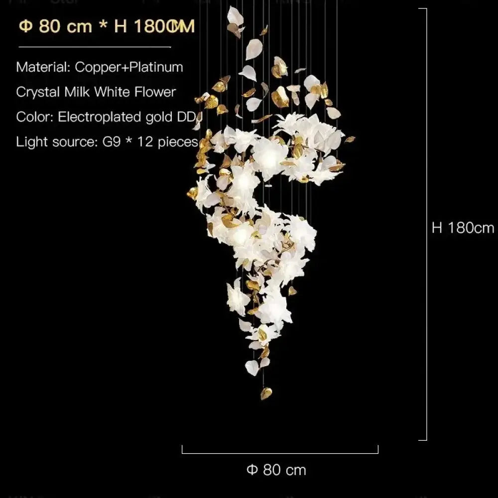 Glass Flower Chandelier – Luxury Staircase &amp; Lobby Lighting