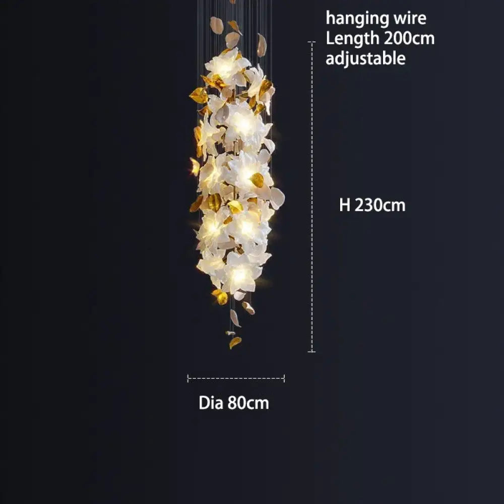 Glass Flower Chandelier – Luxury Staircase &amp; Lobby Lighting