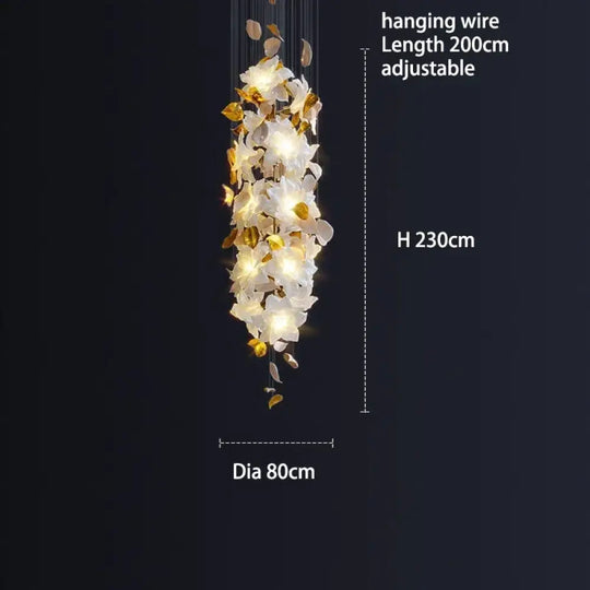 Glass Flower Chandelier – Luxury Staircase &amp; Lobby Lighting