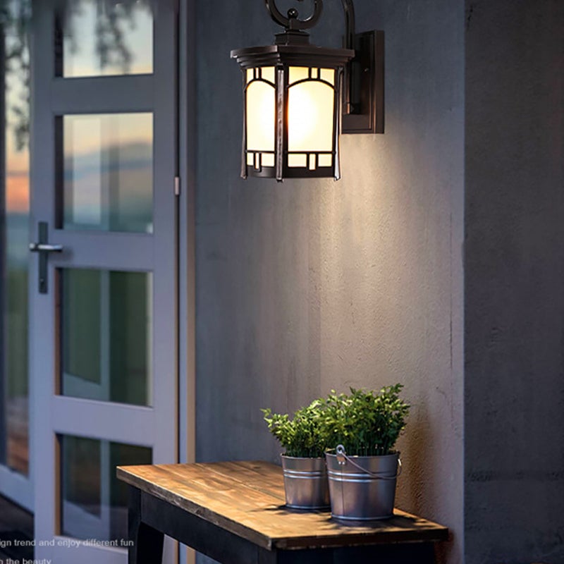 Vintage Striped Glass Shade LED Outdoor Wall Light
