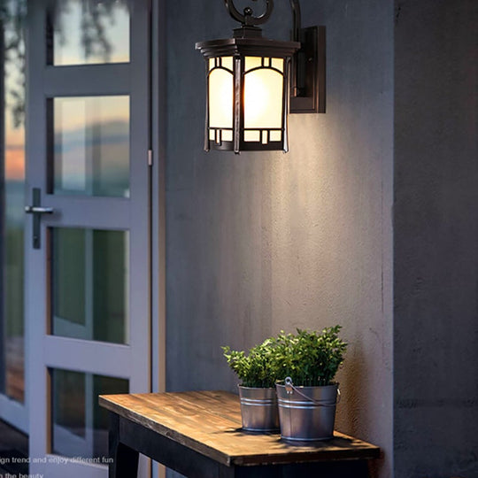 Vintage Striped Glass Shade LED Outdoor Wall Light