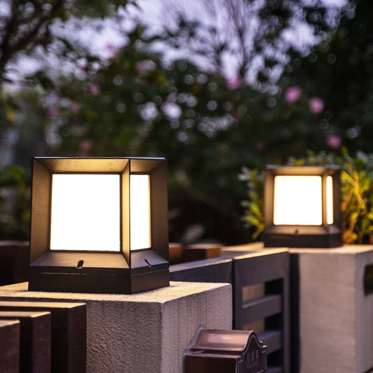 Square Modern Solar Powered Waterproof Outdoor Post Light