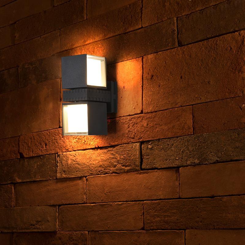 Adjustable Square LED Outdoor Wall Lights – Up &amp; Down Black Spot Lamps