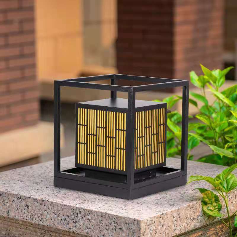 Vintage Window Grilles Solar LED Outdoor Post Lamp