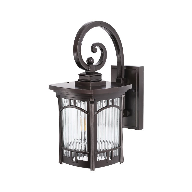 Vintage Striped Glass Shade LED Outdoor Wall Light