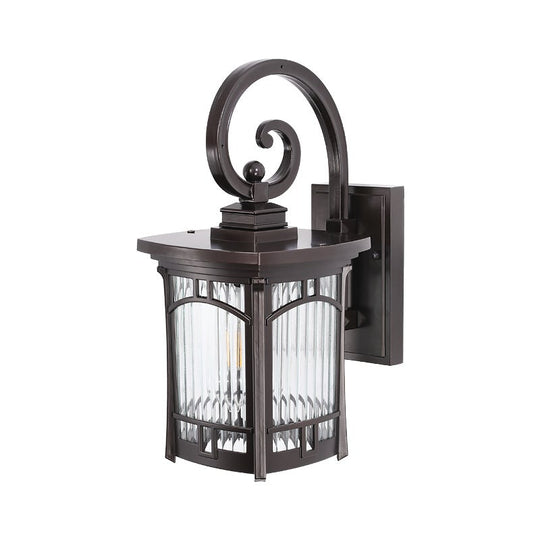 Vintage Striped Glass Shade LED Outdoor Wall Light