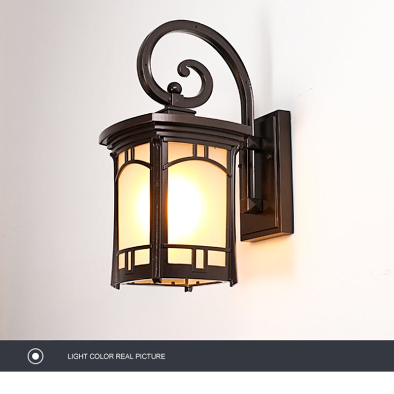 Vintage Striped Glass Shade LED Outdoor Wall Light