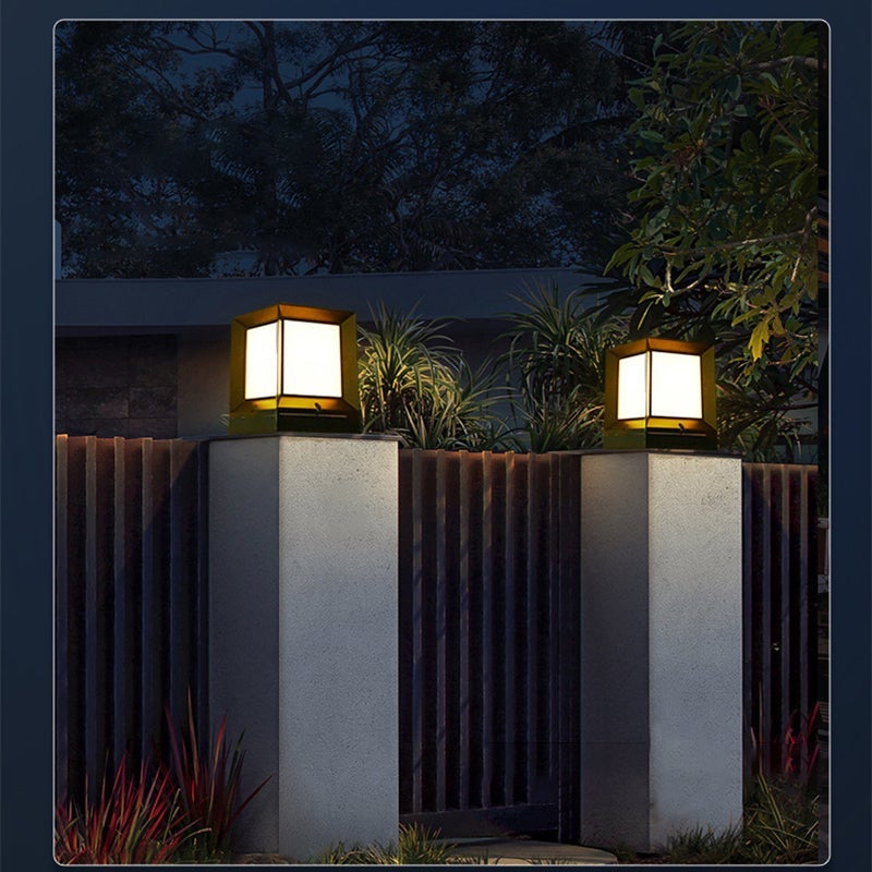 Square Modern Solar Powered Waterproof Outdoor Post Light