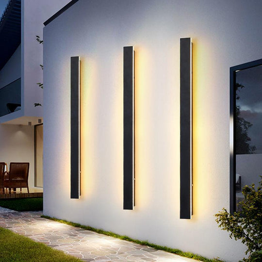 Outdoor Long Strip Waterproof Metal Black Modern Outdoor Wall Lights