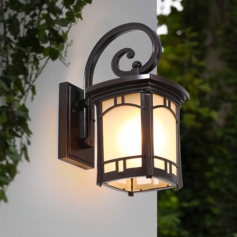 Vintage Striped Glass Shade LED Outdoor Wall Light