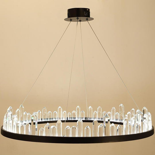 Circular Metal Crystal LED Adjustable Modern Pendant Lighting Chandelier