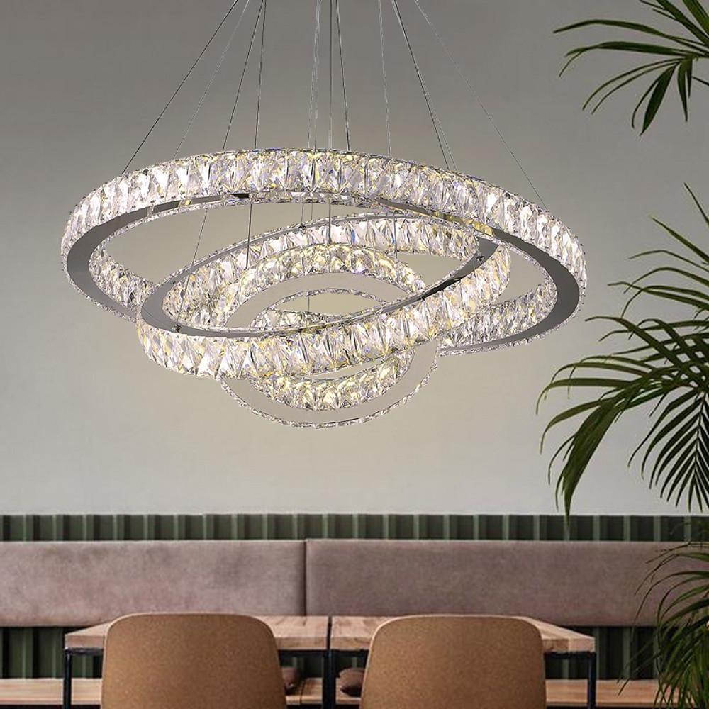 Interwoven Circle Crystal LED Chandelier with Dimmable Rings