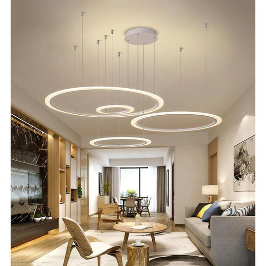 4 Circles Random Sizes Multi Light Pendant Metal &amp; Acrylic LED Ceiling Light