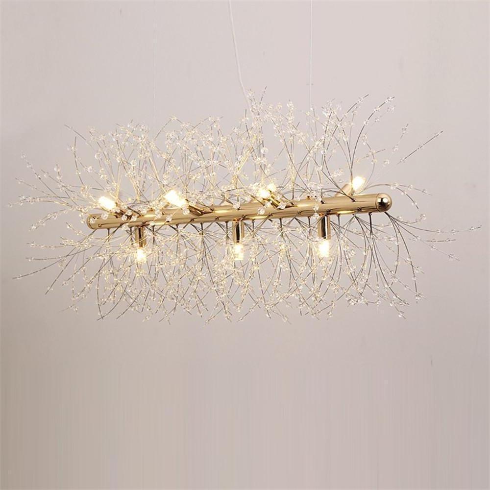 Luxury Modern LED Pendant Light – Electroplated Metal &amp; Crystal Branch Design