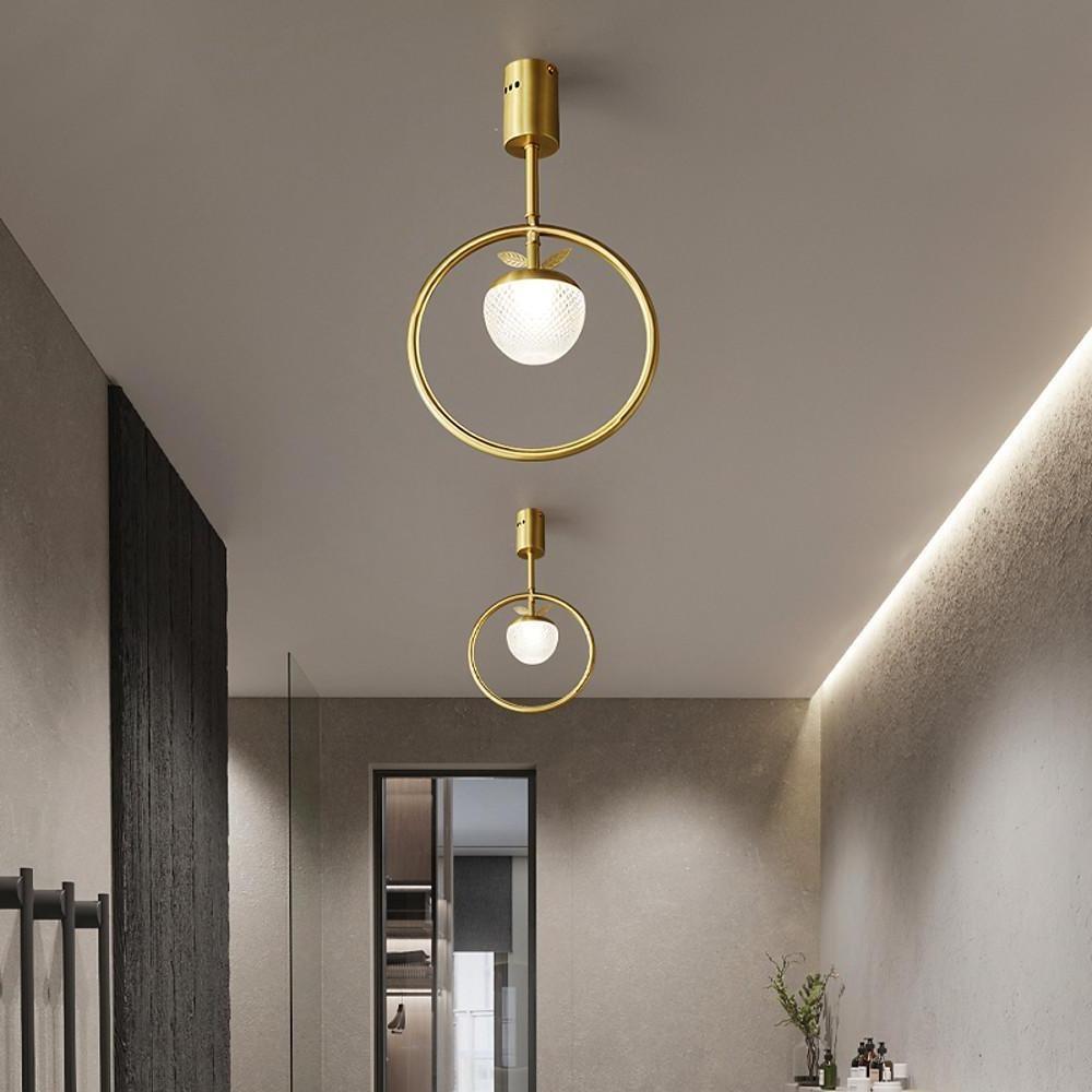 Circle LED Gold Flush Mount Ceiling Light – Modern Nordic Acrylic &amp; Copper Design