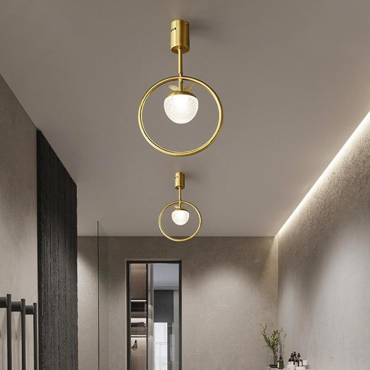 Circle LED Gold Flush Mount Ceiling Light – Modern Nordic Acrylic &amp; Copper Design
