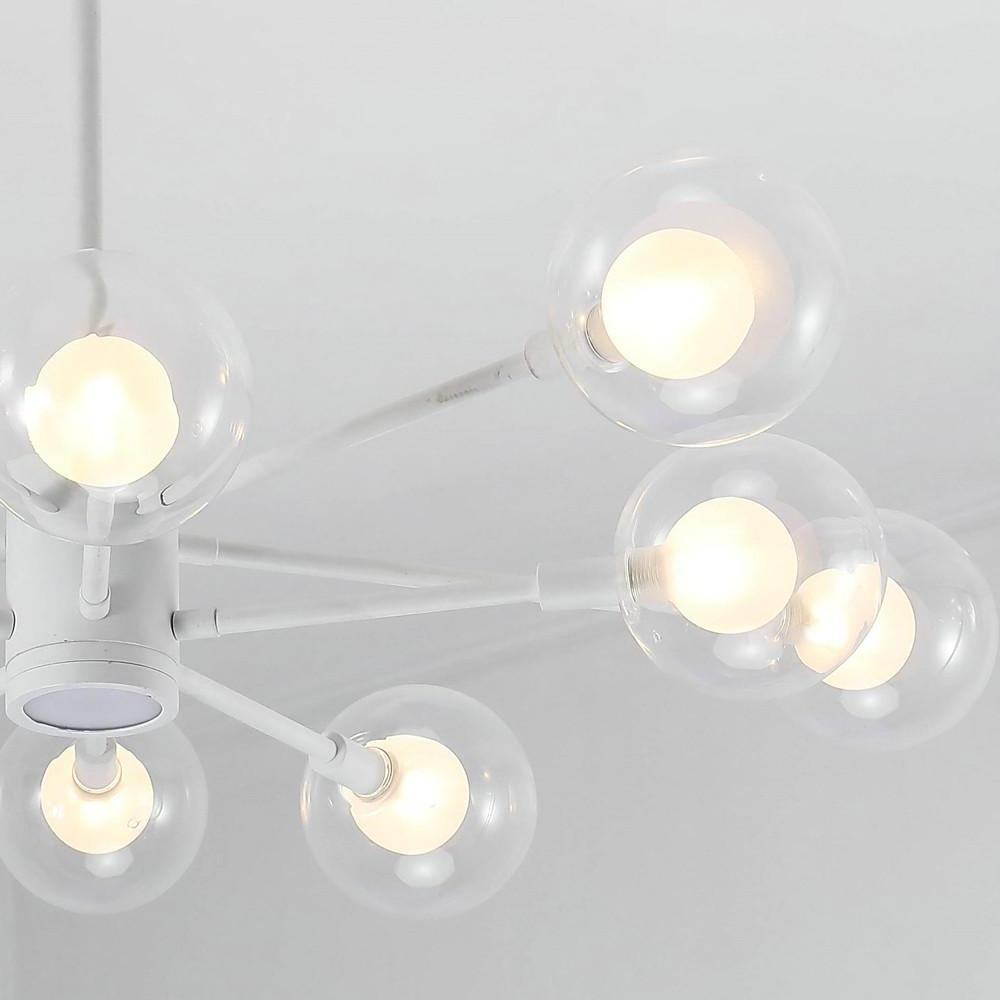 10-Light Glass LED White Contemporary Chandelier Pendant Light