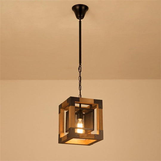Rustic Industrial Linear Wood &amp; Metal Chandelier
