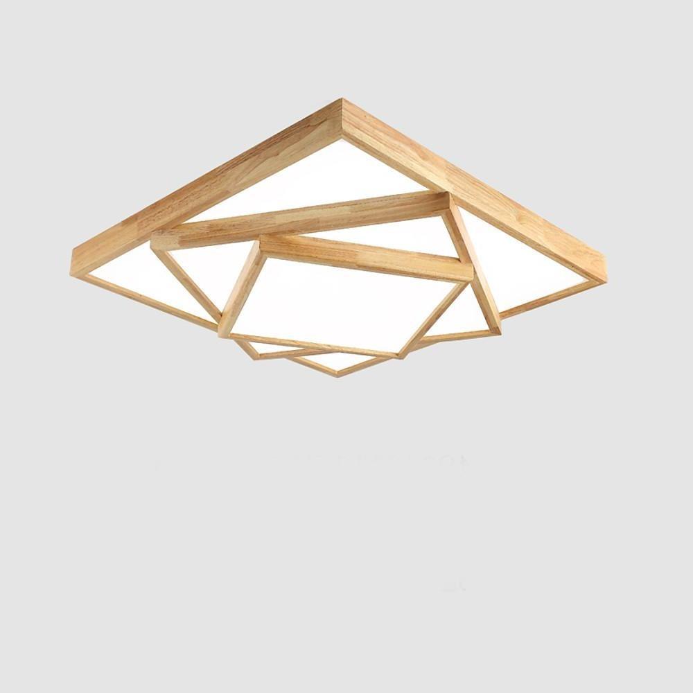 Artistic Wood Squares Dimmable LED Nordic Ceiling Light Flush Mount