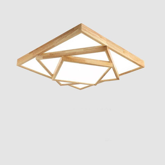 Artistic Wood Squares Dimmable LED Nordic Ceiling Light Flush Mount