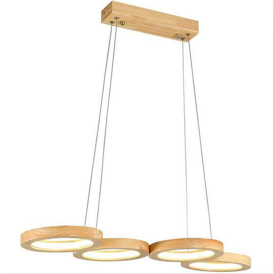 4 Circle Wood Acrylic LED Modern Pendant Light