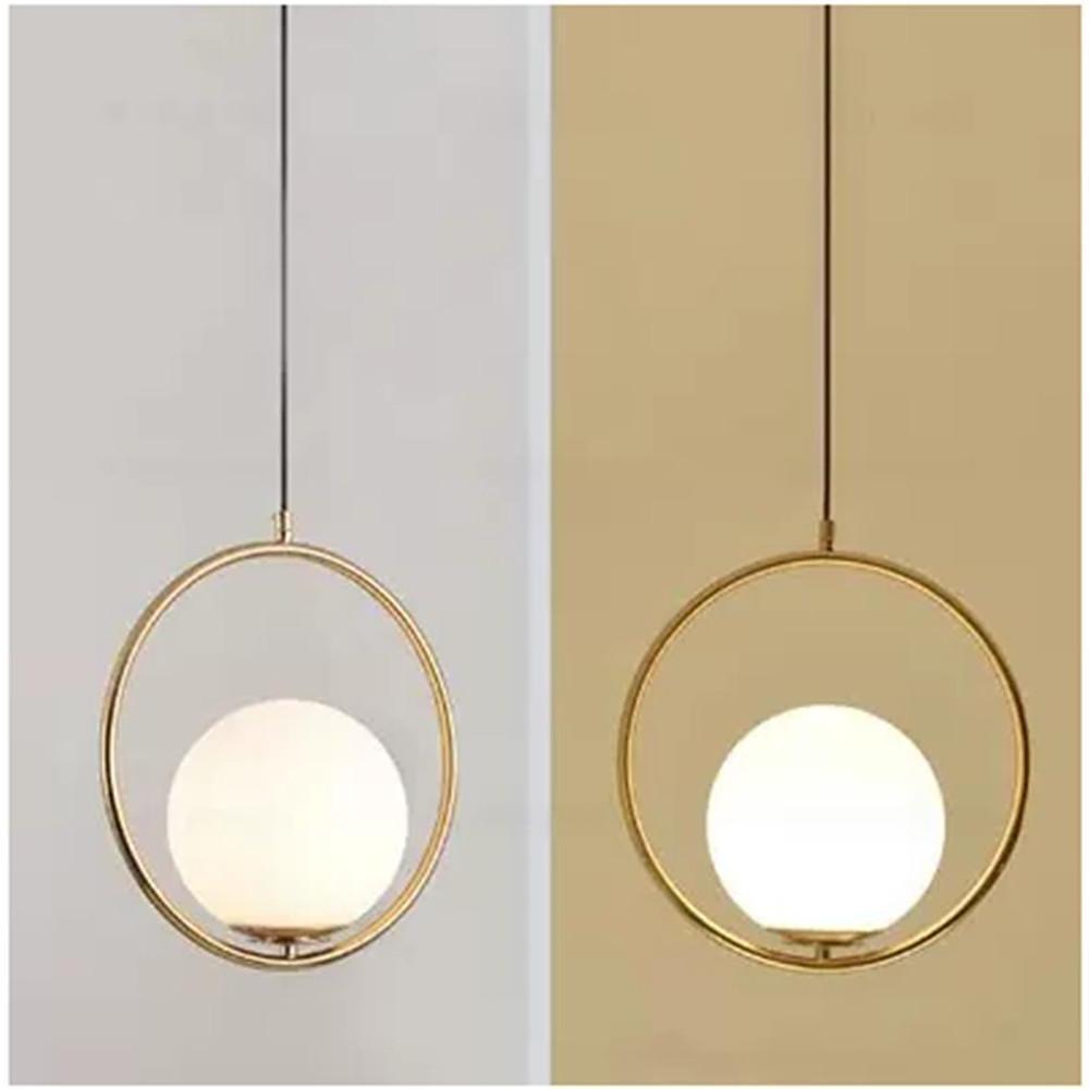 Electroplated Circle Glass Globe LED Nordic Pendant Lighting