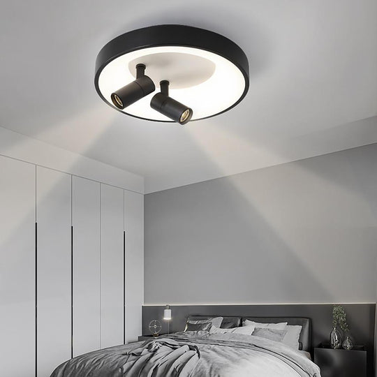 LED Circle White &amp; Black Flush Mount Ceiling Light