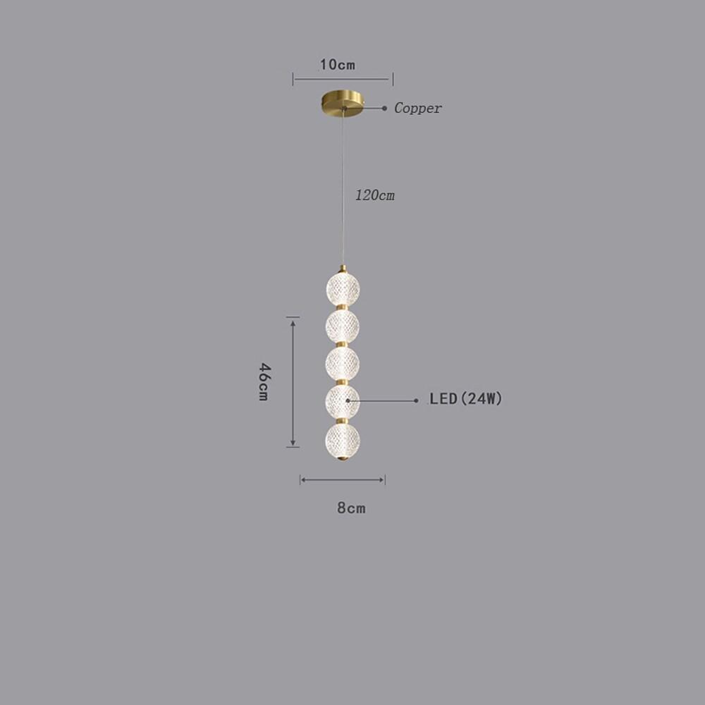 3 Globe Acrylic Copper Pendant Light