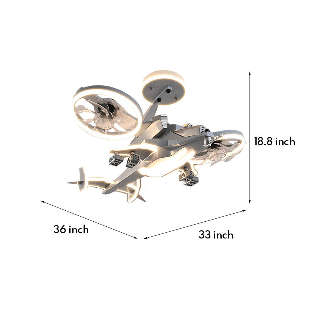 Fighter Jet Kids Ceiling Fan with Light – Full Spectrum LED &amp; Remote Control