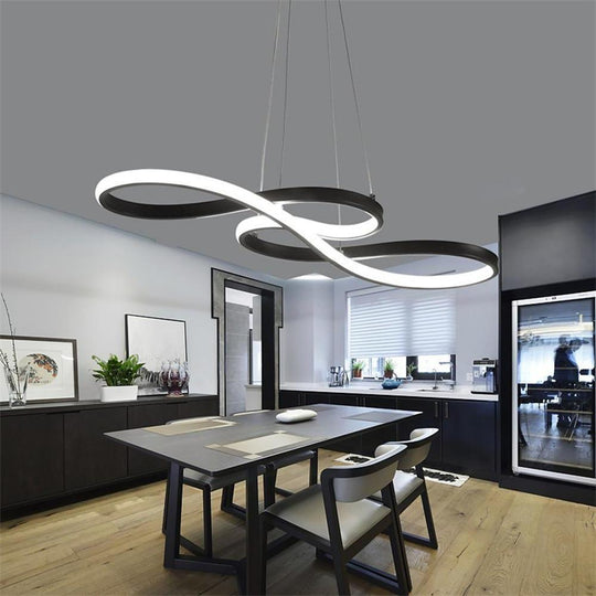 Geometric Wave Semi-Flush Chandelier – Metal &amp; Silica Gel