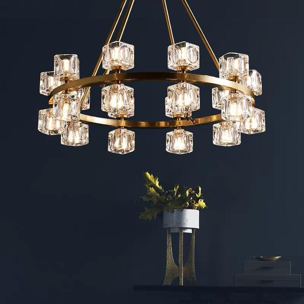 Circles Spotlights Industrial Brass LED Chandelier Ceiling Light