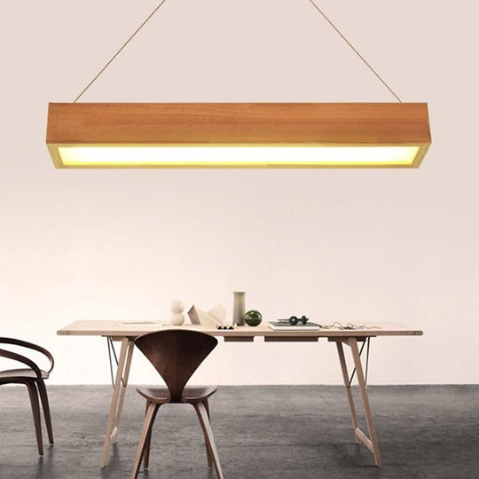 LED Rectangular Rustic Wood Chandelier